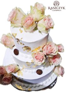 TORT WESELNY GOLD ROSES